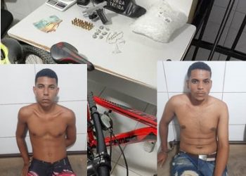 Polícia Militar apreende arma de fogo, drogas, dinheiro e ainda recupera duas bicicletas furtadas