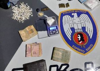 Arma de fogo, munições e mais de cem pedras de crack são apreendidos no Nova Esperança, em Linhares, pela PM