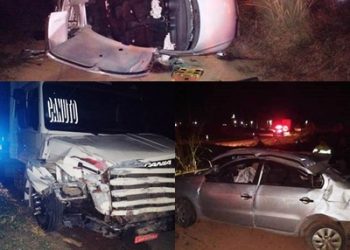 Colisão entre caminhão e automóvel deixa duas vítimas na BR 101, em Linhares. Uma ficou presa às ferragens