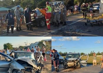 Vídeos – Colisão entre dois veículos deixa três vítimas na BR 101, em Linhares. Bombeiros Militares tiveram que fazer a retirada de duas vítimas de um dos veículos