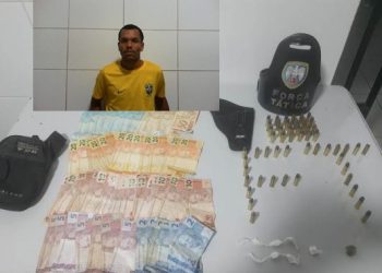 Militares da Força Tática prendem suspeito de ser um dos chefes do tráfico de drogas, na Região do Jocafe 2, em Linhares