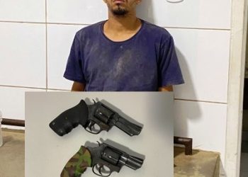 Suspeito tenta fugir da Polícia Militar, mas é detido no Chapadão do 15. Os militares ainda apreenderam armas de fogo e munições