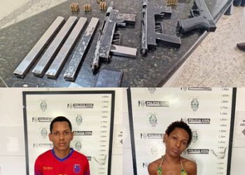 VÍDEO – Casal é preso no bairro Nova Esperança, em Linhares com duas submetralhadoras e 80 munições