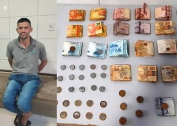 Polícia Militar prende elemento com quase 7 mil reais. A suspeita é que o dinheiro seja do tráfico de drogas. Ele ofereceu todo o dinheiro aos  policiais para não ser preso