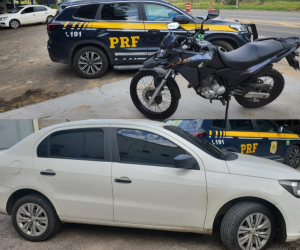 Homem com moto roubada fura blitz, bate com veículo, foge correndo, pega carona com amigo, mas é preso pela PRF em Linhares