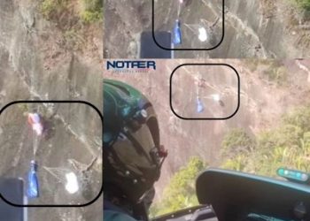 Equipe do Harpia 08 do Notaer resgata parapentista a uma altura de mais de 100 metros