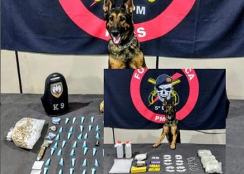 PM apreende centenas de pinos de cocaína, e grande quantidade maconha e pedras de crack nos bairros Guanabara e Nova Conquista, em Aracruz