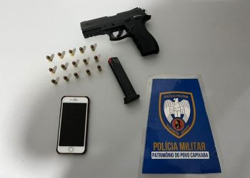Jovem é flagrado armado com pistola em via pública no bairro Aviso, em Linhares