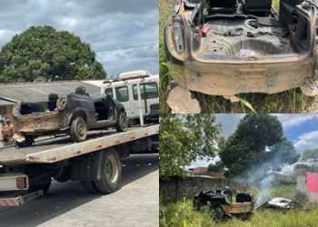 Polícia Militar em Sooretama encontra veículo em chamas e depenado
