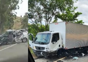Colisão entre caminhão e automóvel, da Prefeitura de Colatina, deixa uma pessoa morta na BR 259