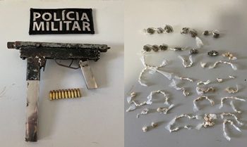 Polícia apreende submetralhadora de adolescente, que foge, mas é apreendido no outro dia com drogas