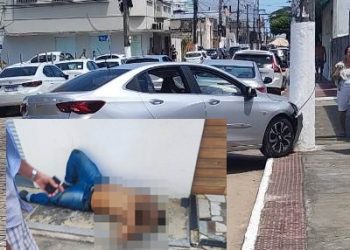 Indivíduo é baleado durante tentativa de roubo de  automóvel, no Centro de Linhares, e é levado para hospital em estado grave