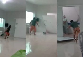 Vídeo que mostra homem que derruba porta de unidade de saúde durante surto, será que é no HGL?