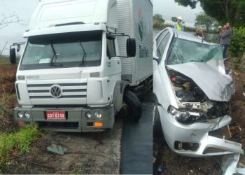 Colisão entre Caminhão e Fiat Pálio deixa 4 vítimas, entre elas um bebê de 3 meses