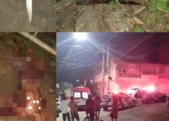 VÍDEO – Homem é morto a golpes de faca e facão no bairro Araçá, em Linhares. Uma mulher, suspeita de ser autora do crime, foi levada para a delegacia