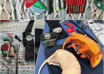 Após denúncia Polícia Militar Ambiental prende caçador, apreende animais abatidos e vários materiais utilizados para prática da caça