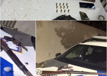 VÍDEO – Policia Militar apreende armas, drogas, munições e leva três suspeitos para a delegacia