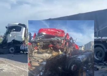 VÍDEO – Condutor de uma das carretas, que envolveu em um acidente na BR 101, em Linhares, na quarta-feira, não resiste e morre