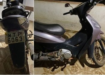 Moto Biz, com placa de Linhares é recuperada pela PM, em São Jorge do Tiradentes
