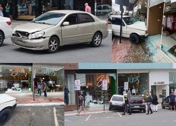 ATUALIZAÇÃO (VÍDEO) – Acidente envolvendo dois carros no centro de Linhares, chama atenção de populares que passavam pelo local