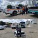 Ônibus de transporte escolar colide em pick-up da defesa civil de Linhares