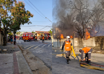 VÍDEOS – Incêndio em fábrica de estofados assusta moradores no bairro Aviso, em Linhares