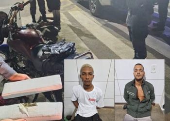 Dupla é presa com mais de 1,5 kg de maconha em motocicleta, na cidade de Linhares