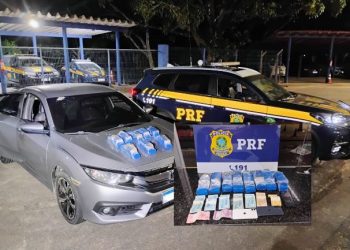 VÍDEO – Oito quilos de maconha e carro clonado são apreendidos pela PRF em Linhares