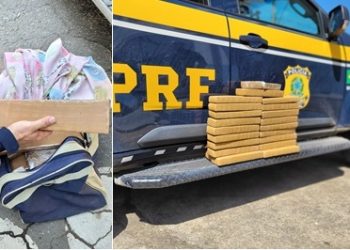 VÍDEO – PRF do ES apreende mais de 22 kg de maconha em ônibus de viagem e mulher é detida