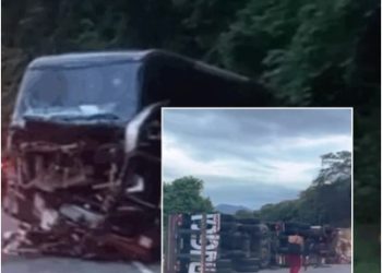Grave acidente entre ônibus e carreta deixa três mortos, incluindo idosa de 90 anos, na BR-101