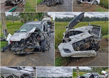 VÍDEOS – Condutores ficam presos às ferragens e passageiro mexicano é arremessado para fora de veículo em colisão grave na BR-101 em Linhares