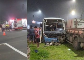 VÍDEO – Colisão entre ônibus e carreta deixa feridos na BR-101, em Sooretama