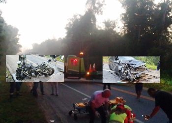 VÍDEO – Colisão entre carro e moto deixa motociclista em estado grave e interdita trecho da BR-101 em Sooretama