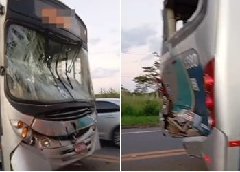 VÍDEOS – Colisão entre três ônibus deixa nove feridos na BR-101 em Linhares