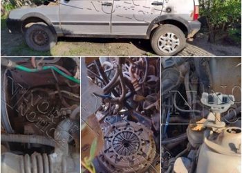 Peças de carro abandonado são furtadas no bairro Planalto, em Linhares