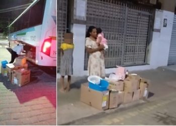 Família do interior de Linhares reclama que compras foram deixadas na rua por empresa de ônibus