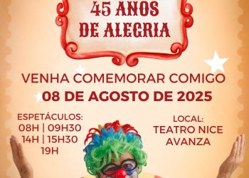 Palhaço Risadinha celebra 45 anos de alegria com maratona de espetáculos em Linhares