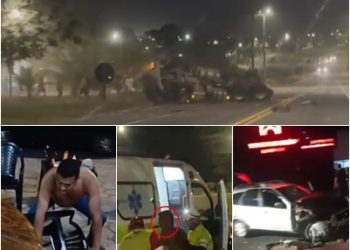 VÍDEOS NA SEQUÊNCIA – Condutor de carreta que tombou na BR-101 em Sooretama admite ter ingerido bebida alcoólica antes de dirigir