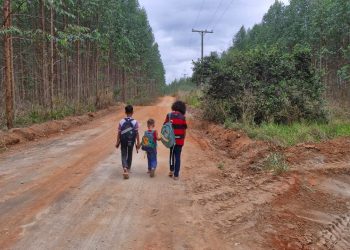 VÍDEOS – Crianças andam cerca de 4 km por dia, em Linhares, para estudar; Prefeitura se manifesta