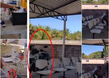 Caos na saúde de Linhares: coleta de sangue é feita ao ar livre em posto de saúde