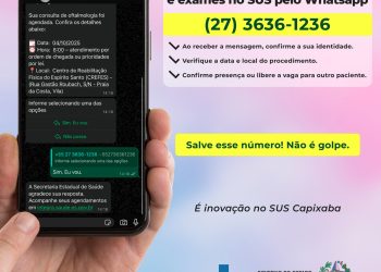 Capixabas poderão confirmar consultas e exames do SUS pelo WhatsApp