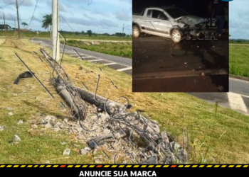 VÍDEO – Saveiro destrói poste após acidente na rodovia entre Linhares e Pontal do Ipiranga