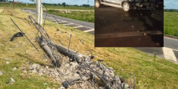 VÍDEO – Saveiro destrói poste após acidente na rodovia entre Linhares e Pontal do Ipiranga