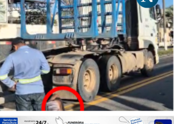 Homem é atropelado por carreta na BR-101, no perímetro urbano de Linhares e socorrido em estado grave