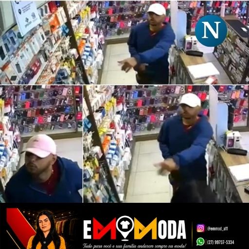 HOJE (27) VÍDEO – Indivíduo  simula estar armado, rende funcionárias e rouba loja de acessórios para celular em Linhares