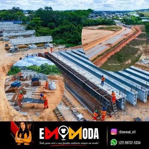 Ponte entre Interlagos e Aviso chega a 65% da obra e avança para etapa de sustentação em Linhares