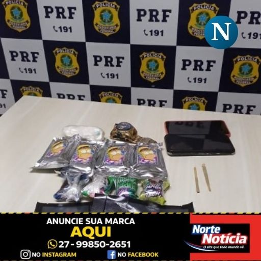 PRF intercepta carga de drogas que seguia para  bairro de Linhares  e prende suspeito na BR-101