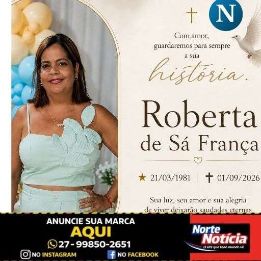 Luto em Bebedouro: Roberta de Sá França morre aos 45 anos