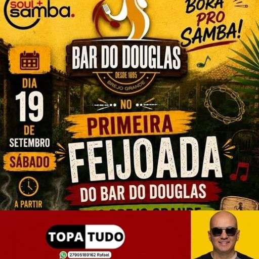 Feijoada e samba ao vivo prometem agitar o Bar do Douglas, em Brejo Grande, neste sábado (19)