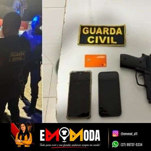 GCM de Linhares age rápido após roubo, prende suspeito com simulacro e recupera produtor roubado, no Centro